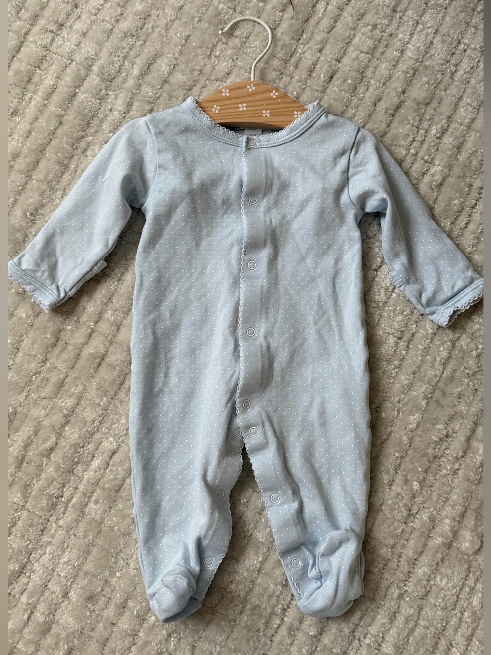 Kissy Kissy Light Blue Polka Dot Footed One-Piece